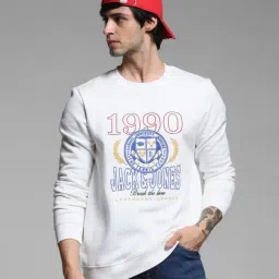 Jack & Jones White Cotton Regular fit Graphic Sweatshirts-image-29