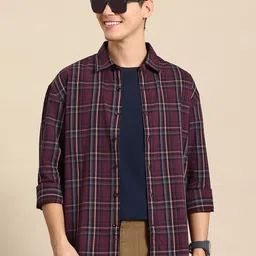 Mast & Harbour Men Checked Pure Cotton Casual Shirt-picture-21
