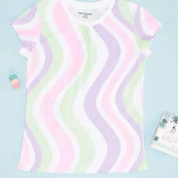Pantaloons Junior Girls Multicolor Cotton Striped T-Shirts-image-22