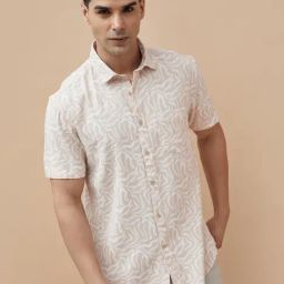 Code By Lifestyle Beige Regular Fit Printed Shirt-image-82