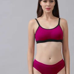 AROUSY Pink Cotton Bra Panty Set-image-35