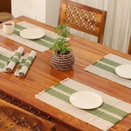 Peepul Tree Olive Green Natural Plant Fibre Threads Woven Table Placemats - Set of 6-picture-26