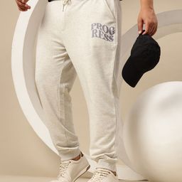Sztori Plus Size Men Typography Printed Joggers-image-55