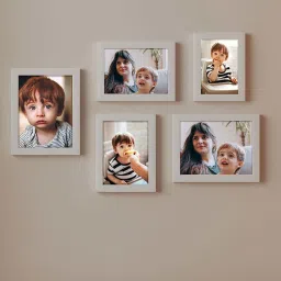 Art Street White Synthetic Inhale & Exhale Wall Photo Frame - Set of 5 image 1