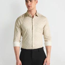 Arrow Beige Cotton Regular Fit Printed Shirt-picture-28