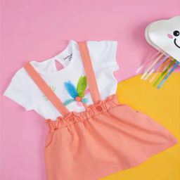 Pantaloons Baby Kids White & Pink Cotton Applique Dungaree Set-picture-22