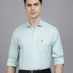 Allen Solly Green Slim Fit Striped Cotton Shirt-picture-34