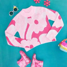 Pantaloons Junior Kids Pink Floral Print Full Sleeves Sweater-image-98