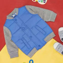 Pantaloons Baby Blue & Grey Cotton Regular Fit Full Sleeves Jacket-picture-6