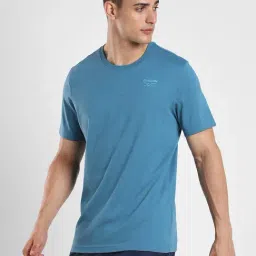 Reebok Blue Cotton Slim Fit Sports T-Shirt-image-96