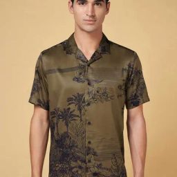 Byford by Pantaloons Olive Regular Fit Printed Shirt-image-72