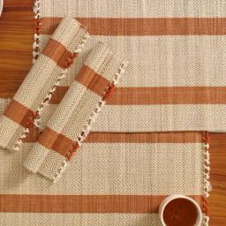 Peepul Tree Rust Natural Plant Fibre Threads Woven Table Placemats - Set of 4-image-117