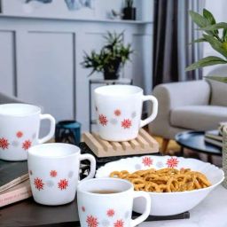 Cello White Opalware 4 Ricca Mug & 1 Bowl  (0.18 L)-2