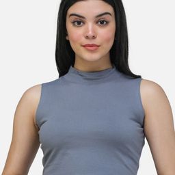 Cation Grey Solid Crop Top-picture-38