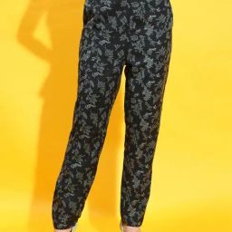 Oxolloxo Black Printed Mid Rise Pants-image-34