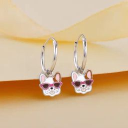 GIVA 92.5 Sterling Silver Swag Dog Hoop Earrings for Kids Girls-picture-11