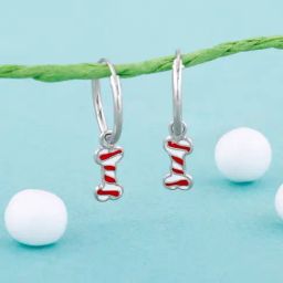 GIVA 92.5 Sterling Silver Dog Bone Hoop Earrings for Kids Girls-picture-12