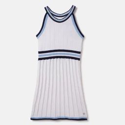 Blue Giraffe Girls White Pure Cotton Textured Dress-image-34