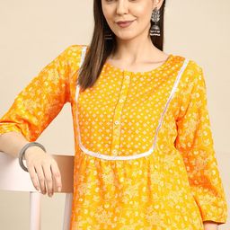 Anouk Mustard Yellow Printed Kurti-12