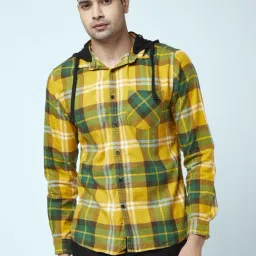 Urban Ranger by Pantaloons Yellow Cotton Slim Fit Checks Shirt-picture-21