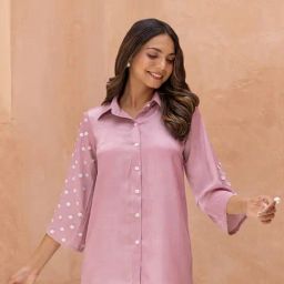 BInfinite Pink Blossom Embellished Shirt-image-83