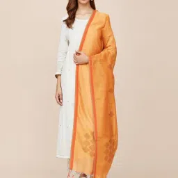 Fabindia Orange Woven Pattern Dupatta-picture-3