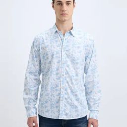 Pepe Jeans Sky Blue Cotton Regular Fit Floral Print Shirt-picture-34