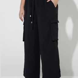 Gia by Westside Black Cargo-Style High-Rise Trousers-image-39