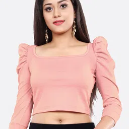 LONDON BELLY Peach-Coloured Puff Sleeve Crop Top-picture-46