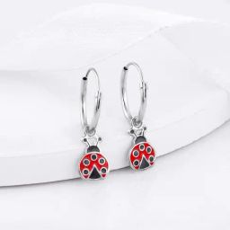 GIVA 92.5 Sterling Silver Curious Ladybug Hoop Earrings for Kids Girls-picture-13