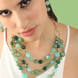 SOHI Green Statement Necklace & Earring Set image 2