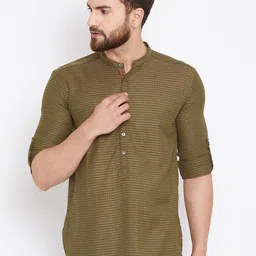 even Men Olive Green Printed Straight Kurta-image-53