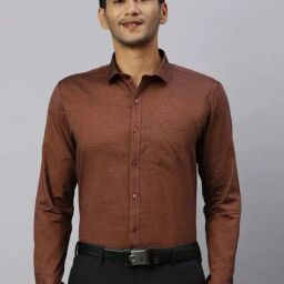 Ramraj Brown Cotton Regular Fit Solid Shirt-image-88