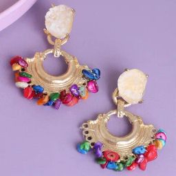 Sohi Gold Plated Designer Stone Party Drop Earrings-9