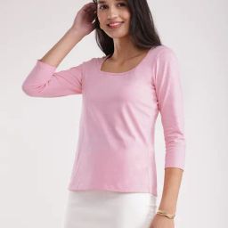 Fablestreet Pink Cotton Relaxed Fit T-Shirt-image-59