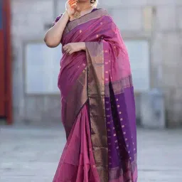 Anjaneya Sarees Pink Silk Woven Saree With Unstitched Blouse-picture-20