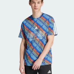Adidas Blue Regular Fit Striped Sports T-Shirt-image-32
