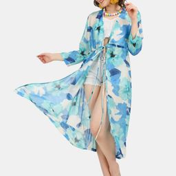angloindu Floral Printed Longline Tie-Up Shrug-21