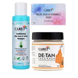 CARET ORGANIC Set Of 3 Shampoo 250ml & Soap 75g & De-Tan Face Pack 100g-27