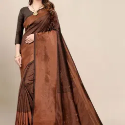 Anjaneya Sarees Brown Silk Woven Saree With Unstitched Blouse-picture-31