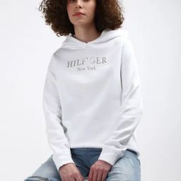 TOMMY HILFIGER White Cotton Graphic Print Hoodie-picture-17