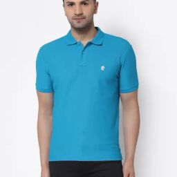 Red Tape Blue Cotton Regular Fit Self Pattern Polo T-Shirt-picture-11