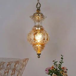 FOS LIGHTING Gold Luster Hand Cut Glass Pendant Lamp-54