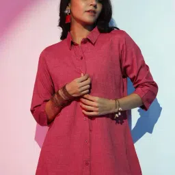 Libas Pink Plain Shirt-image-39