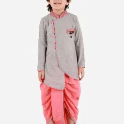TWISHA Kids Grey & Pink Striped Full Sleeves Top Set-picture-19