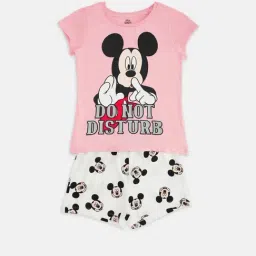 Pantaloons Junior Pink & White Printed T-Shirt with Shorts-image-3