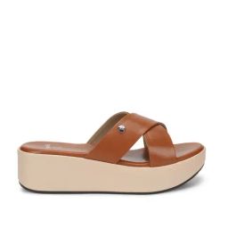 Yoho Women's Tan Cross Strap Wedges-3