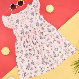YU by Pantaloons Kids Pink & Purple Cotton Floral Print Dress-image-64