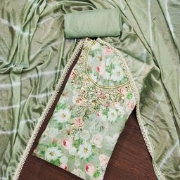 Blissta Floral Printed Stones And Beads Work Unstitched Dress Material-image-59