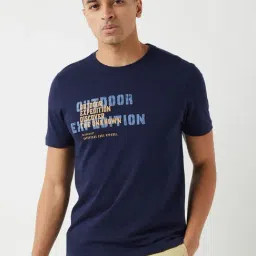 Wildcraft Navy Blue Cotton Regular Fit Printed T-Shirt-image-51